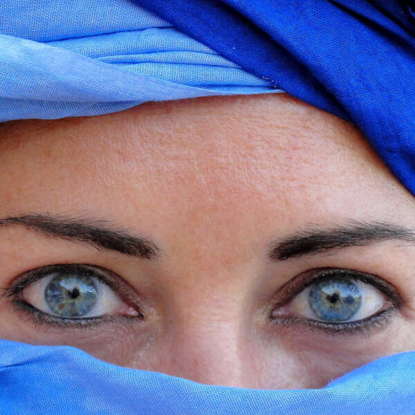 Blue eyes with Moroccan scarf