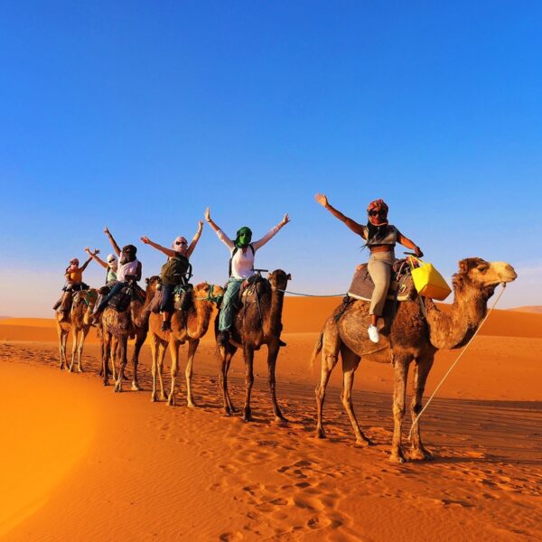 Camel trekking during the 3 day desert tour from Fes