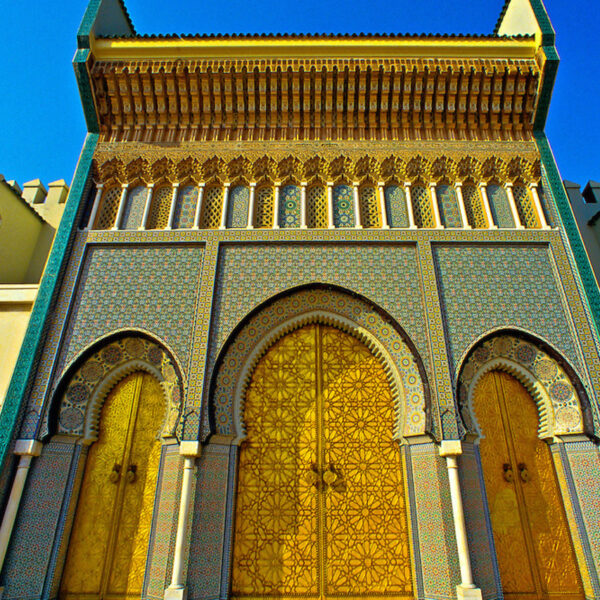 The silver gates of the royal palace in Fes.