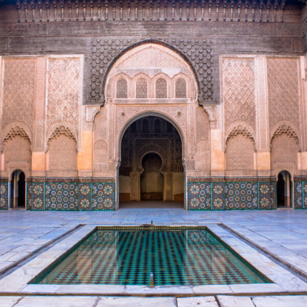 Madrassa Benyoussef in Marrakech during our day trip from Casablanca.