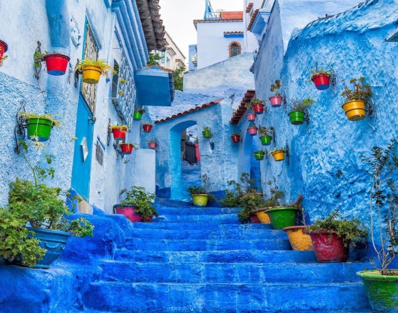 Chefchaouen, the blue city of Morocco with our 7-day desert tour from Marrakech through the imperial cities.