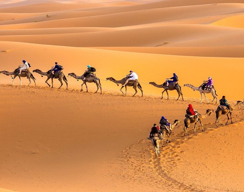 Camel ride in Merzouga desert on the 7-day Tangier to Marrakech desert tour