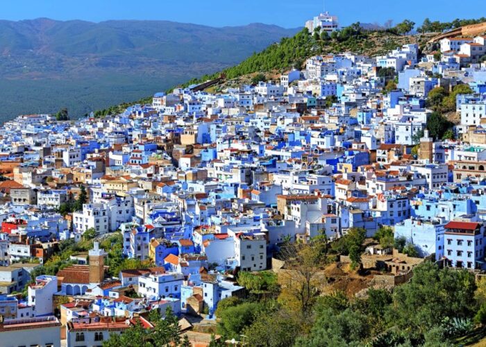 Chefchaouen città blu, incredibile vista panoramica