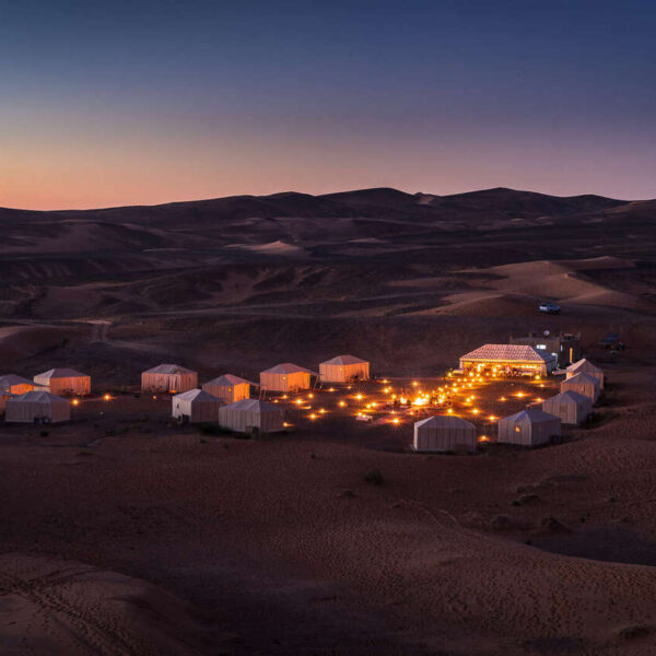 Desert camp at night