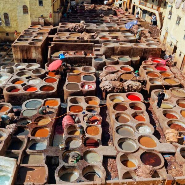 Fes tanneries, attractions of the 7-day Morocco tour from Casablanca to Marrakech