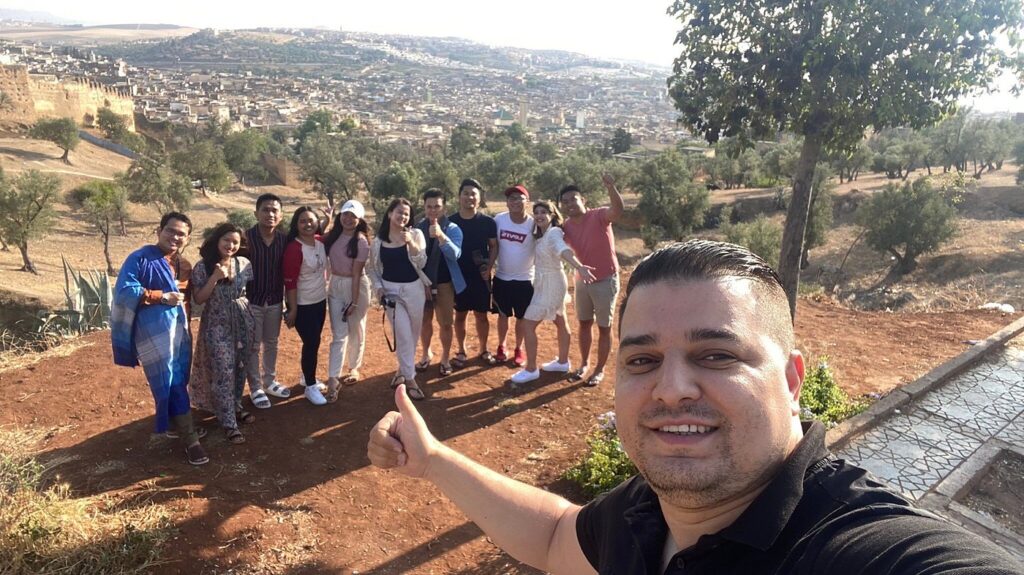 A group tour in Morocco in a mountain area