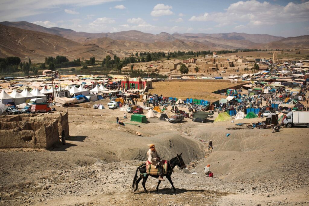 A local souk or market in a village in Morocco