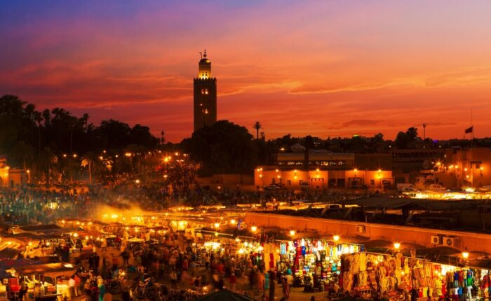Marrakech square during our day trip from Casablanca