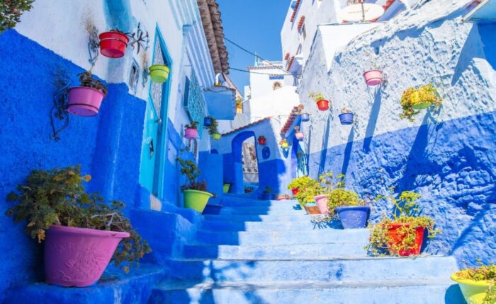 La ciudad azul durante nuestro viaje por Marruecos de 10 días desde Casablanca.