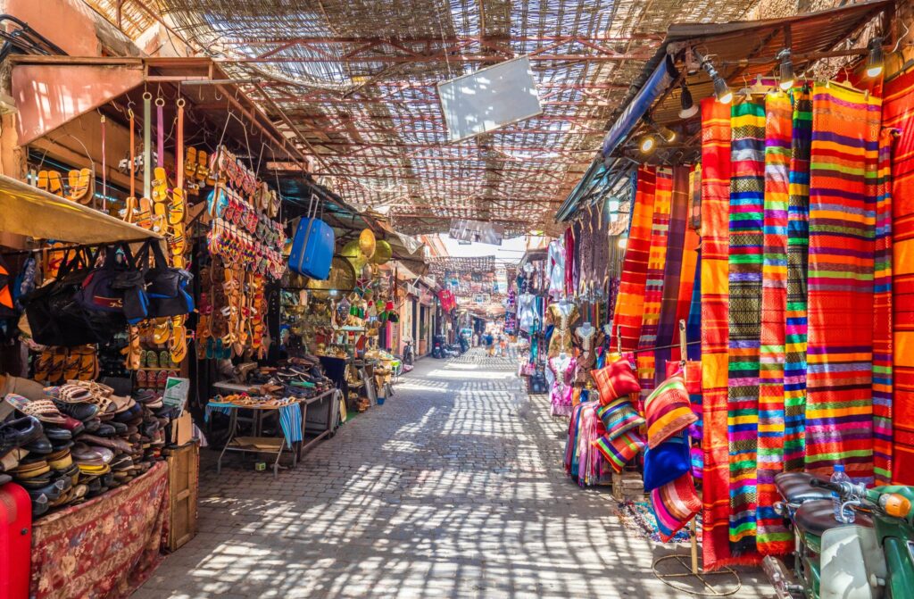 A souk in Morocco (market), leather and carpets