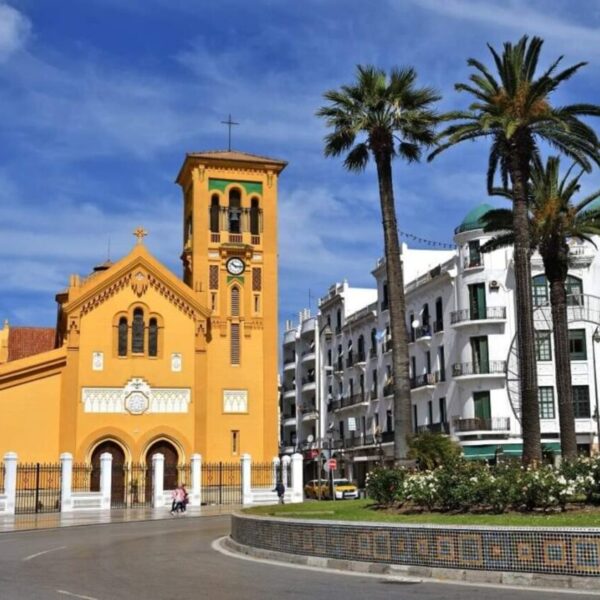 Tatouen church and clean streets in Morocco