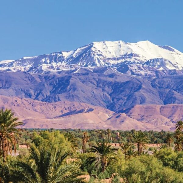 Atlas mountains with snowy peaks.