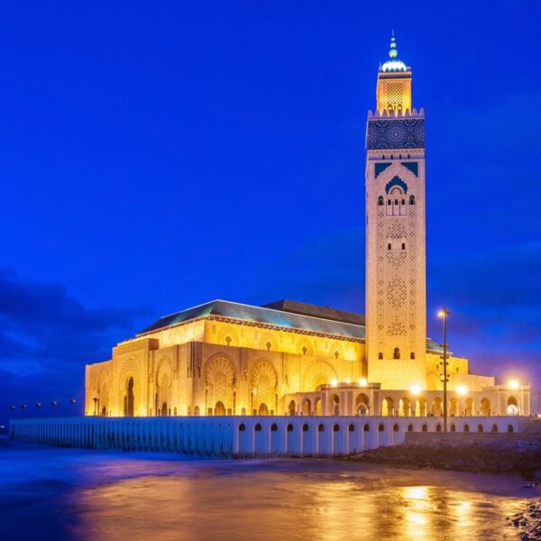 Mezquita de Hassan 2 en Casablanca durante el viaje de 11 días por Marruecos.