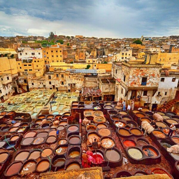 Fes Tanneries during the 4-day tour from Tangier to Marrakech.