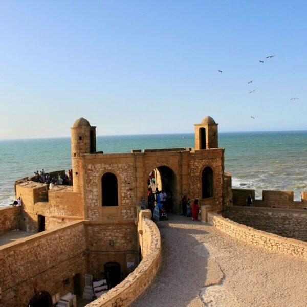 The old towers of Essaouira on the coast of Morocco.