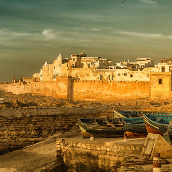 La città di Essaouira in serata con il Tour di 2 giorni da Marrakech.