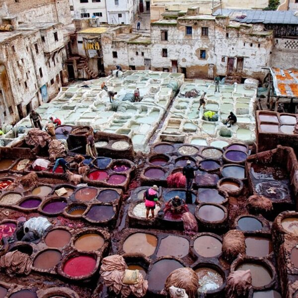 Chouara Tanneries in Fes where they dye leather.