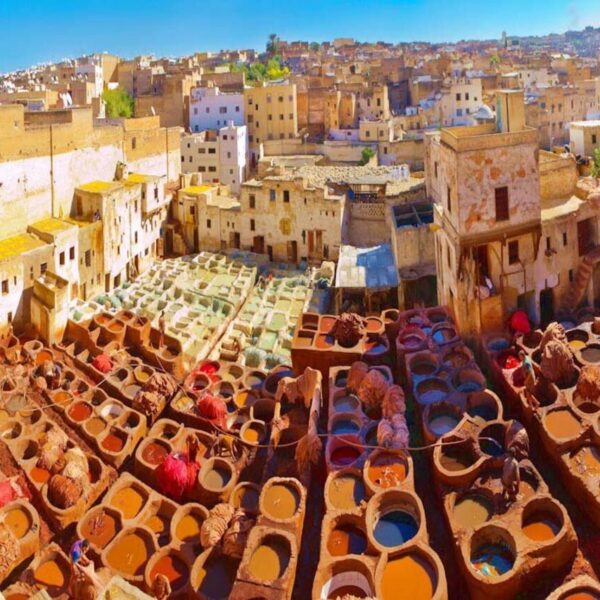 The Tanneries of Fes with our 8-day Morocco tour from Tangier.