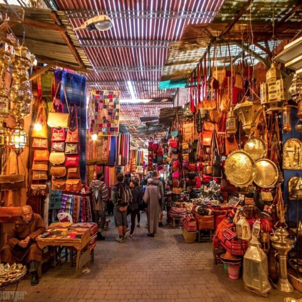 The colorful market in Marrakech.