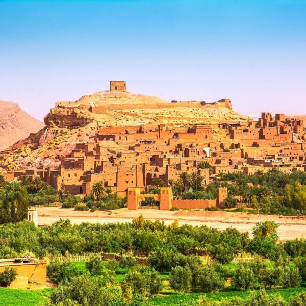 La fortezza di Ait Benhaddou durante il viaggio di 8 giorni da Fes a Marrakech.