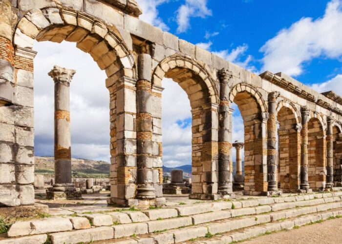 Le rovine romane di Volubilis, vicino a Meknes, durante la nostra gita di un giorno da Fes.