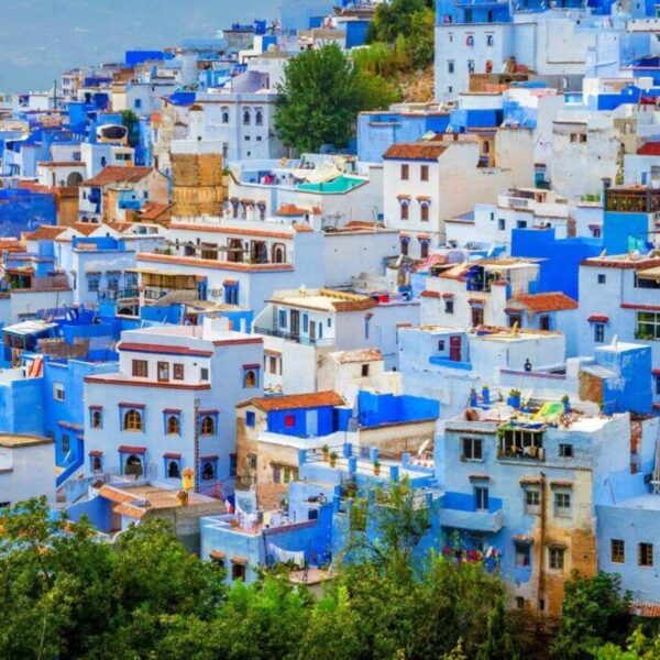 Case blu a Chefchaouen.