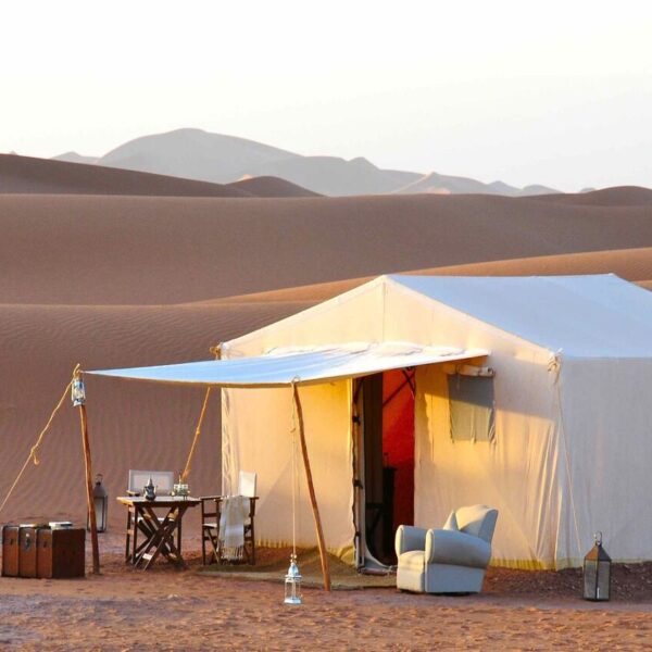 A desert tent: accommodation during the 3-day tour from Essaouira to Marrakech.