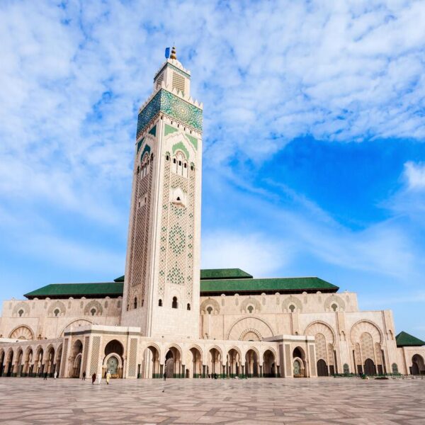 Mezquita de Hassan 2 en Casablanca durante el viaje de 11 días a Marruecos desde Marrakech.