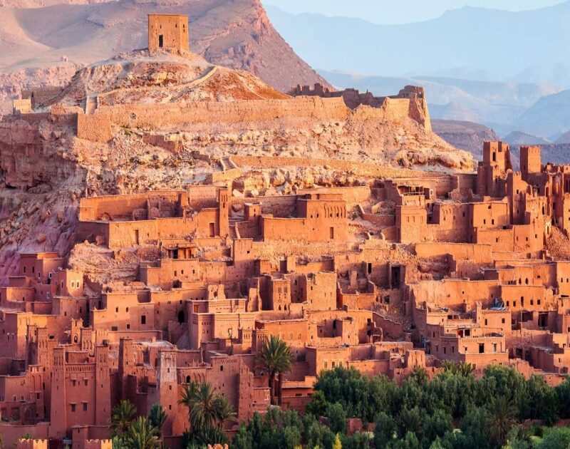 The Kasbah fortress of Ait Benhaddou during the 14-day Morocco tour from Marrakech.